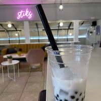 Vegan lavender boba tea  at Stiks in Sarasota