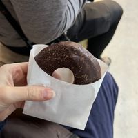 chocolate doughnut i believe , it’s mix between bread and cake but also a doughnut a little dense but perfect chocolate to doughnut ratio for me  at Tokyo Vegan Bakes in Tokyo