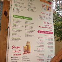 Smoothie menu at Fruktos Health Aruba in Santa Cruz