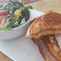 merc melt with side salad at The Mercury Café in New Castle