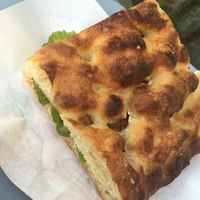 Focaccia with farinata and salad  at Terracotta in Verona