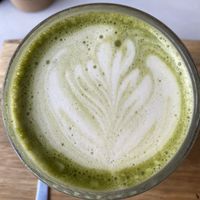 Matcha latte with Oatly at Café Sao in Lisbon