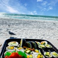 Vegan Veggie combo sushi roll with asparagus, avocado, cucumber, tofu, and mango  at Umai Sushi in Largo