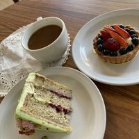 Cake was absolutely insane. So was tart. Coffee good too  at Lazy Cow Bakery in Seattle