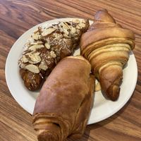 Trio of almond chocolate and plain croissant  at Lazy Cow Bakery in Seattle