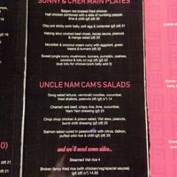 Menu at You Hanoi Me in Christchurch