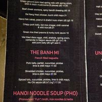 Menu at You Hanoi Me in Christchurch