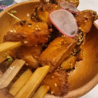 Skewed lion mane mushrooms at Love Veggie Macau in Macau