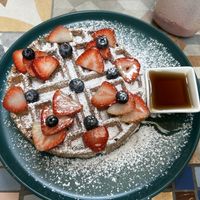 Delicious plant based waffles  at Dushi Delicious  in Oranjestad