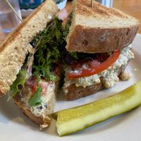 Chickpea Sandwich (I took a bite of my pickle first!) at Wild Chestnut Cafe in Florence