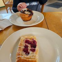 Cinnamon bun and raspberry danish at Wild Chestnut Cafe in Florence
