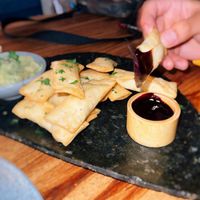 Tofu rolls with Guacamole and sauce  at Salvajes in Cusco