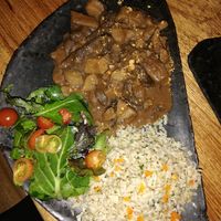 Pulcra, piatto tipico Peruviano, uno stufato di funghi molto buono at Salvajes in Cusco