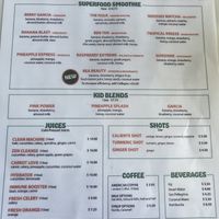 Menu (back page)  at Grateful Juice Bar in Fort Lauderdale