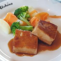 Tofu and steam veg at haha vegan Ryokan in Beechworth