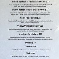 The Austral’s vegan menu  at Austral Hotel  in Korumburra