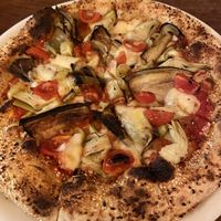 Egg plant mozzarella pizza  at Mystery of Pizza in Frankfurt