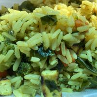 Chef’s specialty rice with tofu  at Funmi's Cafe in Louisville