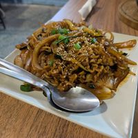 Spicy fried noodles at Restaurante Coreano Gangnam in Sevilla