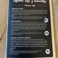 Fruit tea menu  at Mamafood in Prague