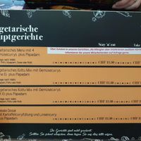 Menu at Maneez in Zurich