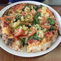 Vegan cheese, tomato, pineapple, spinachh  at D'Oro  in Miami