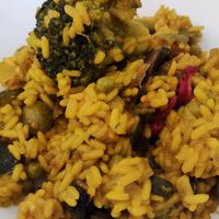 Paella vegana at Veggie Sue's in Salamanca