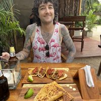 Four soy carnitas tacos and the vegan quesadilla!  at La Taqueria in Tulum