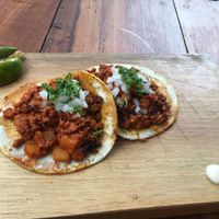 Vegan tacos al pastor at La Taqueria in Tulum