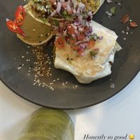 Breakfast burrito wrap, great fruit/veggie drinks  at Dicki's in Ascot