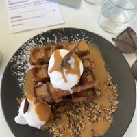 Waffles!! 🤤 oat and cinnamon flavoured  at Dicki's in Ascot