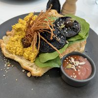 Tofu scramble on a croissant  at Dicki's in Ascot