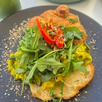 Green "eggs" with croissant at Dicki's in Ascot