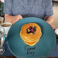 Vegan pancakes (by request) with soy milk provided for coffee (also by request)  at El Jardin in Monteverde