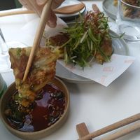 Veg Pazon: Korean savoury pancake with spring onion and vegetables at Picniq in Antwerpen