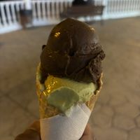 Chocolate and Pistachio waffle cone   at Gelato Fortuna in Tenerife