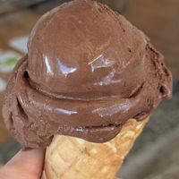 Dark chocolate vegan ice cream, sooo creamy at Gelato Fortuna in Tenerife