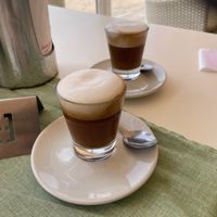 cafe cortado with oat milk at Gelato Fortuna in Tenerife