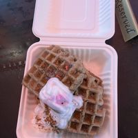 Waffles! So good but WOW a lot of food! Couldn’t finish  at LaRayia's Bodega in Atlanta