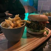 Onion bhaji burger at Vegan Pind in Staines-upon-thames