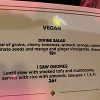 Menu  at Santa in Lisbon