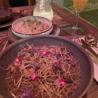 Lentil, tofu and mushroom stew, with ricee  at Santa in Lisbon