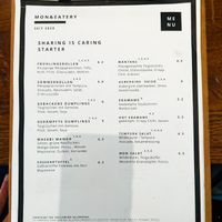 Page of menu at Mon at Mon in Berlin