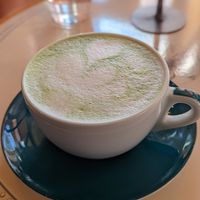 Matcha latte with nut milk at Felix Roasting Co in Aspen