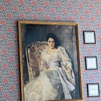 Painting matching wall paper at Felix Roasting Co in Aspen