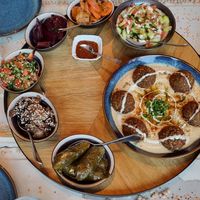 Plate for 2 (shared by 3 people) at 2eat Falafel & Hummus in Riga