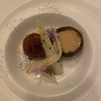 Flourish onion, smoked bouillon, trompette de la mort  at Restaurant 22 in Cambridge