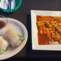 Tofu Summer Roll and Vegan Tteokbokkii  at Ninja Bubble Tea in Stamford