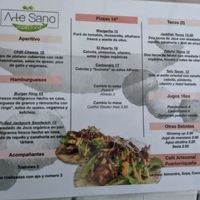 Menu (Spanish) at Arte Sano in Aguadilla