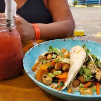 Tofu tacos and watermelon/basil juice at Arte Sano in Aguadilla